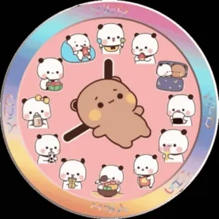 ⏱ bf040c24 panda, carino, kawaii, orologio, orso, cartone animato, adesivo telegram sticker