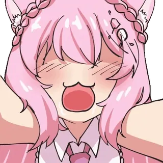 👅 6a04085f Аниме, Милый, Розовые волосы, Кошачьи уши, Каваий, Выражение, Счастливый telegram sticker