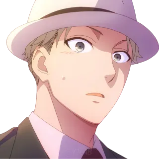 😳 23c55c9b Loid Forger Spy x Family Аниме, Шпион, Персонаж, Лойд Форджер, Spy x Family, Мужчина, Шляпа telegram sticker