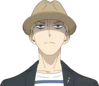 😨 e27887ad Loid Forger Spy x Family Аниме, Шпион, Шляпа, Серьезный, Лойд Форджер, Spy x Family telegram sticker