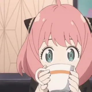 😌 5bfdef66 Anya Forger Spy x Family anime, Spy x Family, Anya Forger, imut, kartun, minum telegram sticker