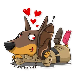😍 6c7c1ec5 cane, animale, cartone animato, amore, cuori, spia, detective telegram sticker