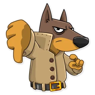 👎 b7574c34 cane, animale, cartone animato, detective, pollice verso, non mi piace, negativo telegram sticker