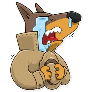 😭 b8e0647e triste, piangere, cane, cartone animato, detective, impermeabile, travestimento, dispiaciuto telegram sticker