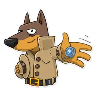 👋 c296548b cane, detective, spia, cartone animato, animale, cappotto, cappello telegram sticker