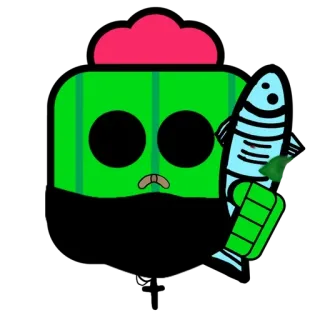 🐟 9886b48d Spike Brawl Stars spike, brawl stars, cactus, fish, character, game telegram sticker