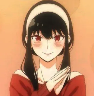 🙏 60d24a1e Yor Forger Spy x Family yor forger, spy x family, anime, kreskówka, czerwone oczy, czarne włosy telegram sticker