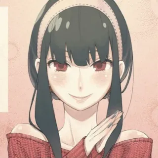 🙂 e4f43a5f Yor Forger Spy x Family yor forger, spy x family, anime, postać, kobieta, kreskówka, uśmiech telegram sticker