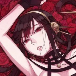 😩 fc9d6341 Yor Forger Spy × Family Anime, Yor Forger, Spy x Family, Róże, Kobieta, Ilustracja telegram sticker