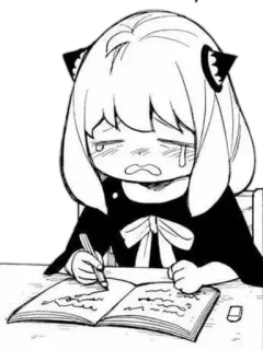 ☹️ 584c3997 Anya Forger Spy x Family Anime, Spy x Family, Anya Forger, huilen, schrijven, kawaii telegram sticker