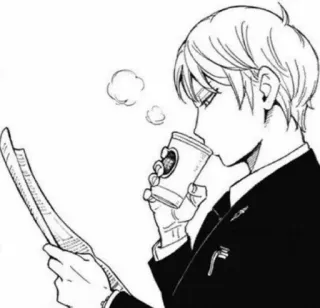 ☕️ 05dfca0f Loid Forger Spy x Family Anime, Spion, Mann, Zeitung, Kaffee, Spy x Family, Loid Forger whatsapp sticker