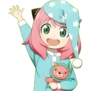 👋 0d55882e Anya Forger Spy x Family anya, spy x family, anime, carino, pigiama, cartoni animati whatsapp sticker