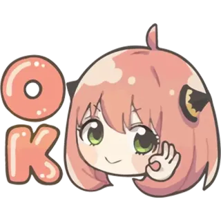 👌 4f27bec9 Anya Forger Spy × Family OK Anya, Spy × Family, OK, anime, carino, cartone animato whatsapp sticker