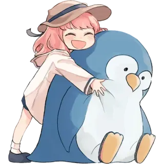 😍 aae3aad6 ragazza, pinguino, carino, anime, cartone animato, felice, amico whatsapp sticker