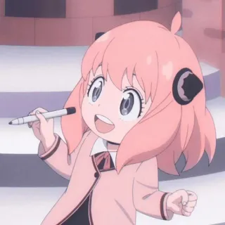😃 6ca8025d Anya Forger Spy × Family anime, bambino, capelli rosa, spy family, cartone animato, sorridente telegram sticker
