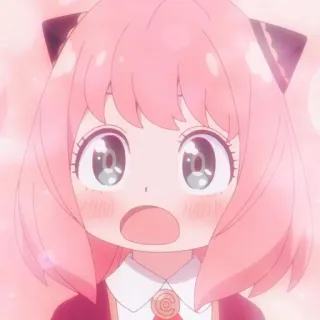 😍 a34d6e0d Anya Forger Spy x Family Anime, Cartone animato, Carino, Rosa, Ragazza, Personaggio telegram sticker