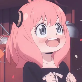 😈 bfde1d52 Anya Forger Spy × Family Anya Forger, anime, cartone animato, Spy x Family, carino, capelli rosa, felice telegram sticker