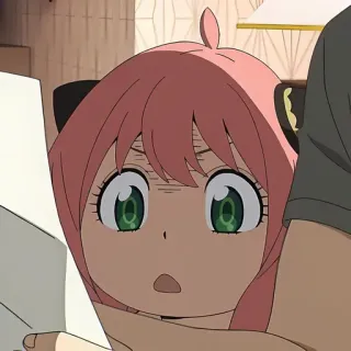 🥜 64204ffa Anya Forger Spy x Family 动漫, 可爱, 儿童, 震惊, 绿眼睛, 粉色头发 telegram sticker