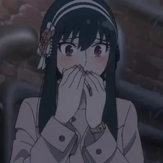 🥜 6f97217b Yor Forger Spy x Family 动漫, 约尔·福杰, 间谍过家家, 卡通, 插画, 可爱, 脸红 telegram sticker