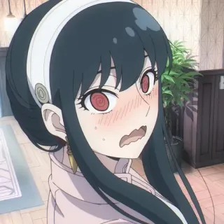 🥜 d701da2a Yor Forger Spy x Family 动漫, 约尔·福杰, 间谍过家家, 卡通, 角色, 害羞, 女性 telegram sticker