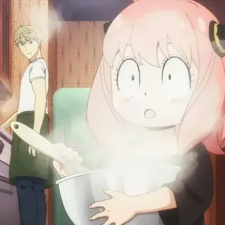 🥜 dadd8ede Anya Forger Spy x Family 动漫, 角色, 间谍过家家, 阿尼亚, 烹饪, 惊讶, 搞笑 telegram sticker