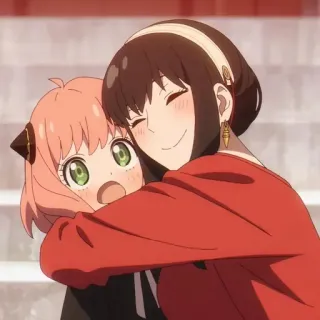 🥜 efd5617a Anya Forger Spy × Family 动漫, 间谍过家家, 阿尼亚·福杰, 约尔·福杰, 家庭, 可爱, 拥抱 telegram sticker