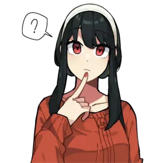 😕 9b89eac1 Yor Forger Spy × Family 约尔·福杰, 间谍过家家, 动漫, 问题, 卡通 telegram sticker