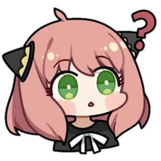 😐 b9926628 Anya Forger Spy x Family 阿尼亚, 间谍过家家, 问号, 动漫, 漫画, 可爱, 困惑 telegram sticker