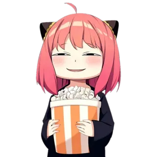 😈 c4022df2 Anya Forger Spy x Family 动漫, 间谍过家家, 阿尼亚·福杰, 卡通, 搞笑, 爆米花 telegram sticker