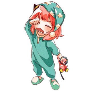 🥱 ed1ddc0d Anya Forger Spy x Family 阿尼亚·福杰, 间谍过家家, 动漫, 卡通, 困, 睡衣, 可爱 telegram sticker