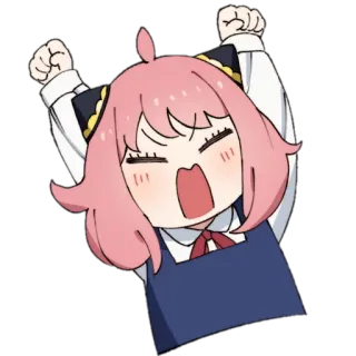 😩 ed8dd86e Anya Forger Spy x Family 动漫, 卡通, 间谍过家家, 阿尼亚, 福杰, 可爱, 快乐, 庆祝 telegram sticker