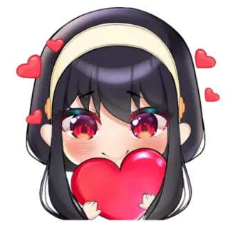 ❤️ f80b01de Yor Forger Spy x Family 动漫, 约尔·福杰, 间谍过家家, 可爱, 爱心, Q版 telegram sticker