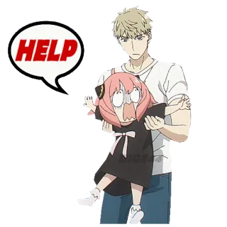🆘 0cfb0877 Anya Forger Spy x Family HELP Anime, Spy x Family, Anya, Aiuto, Angoscia, Spaventato, Cartone animato telegram sticker
