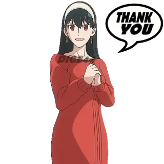 😀 17e87371 Yor Forger Spy x Family THANK YOU grazie, yor forger, spy x family, anime, cartone animato, espressione, donna telegram sticker
