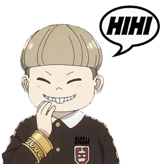 😅 62f2e94d HIHI anime, cartone animato, personaggio, ragazzo, sorridente, birichino telegram sticker
