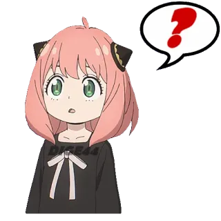 ❓ 639a4e12 Anya Forger Spy x Family anime, punto interrogativo, cartone animato, personaggio, spy x family, anya forger telegram sticker