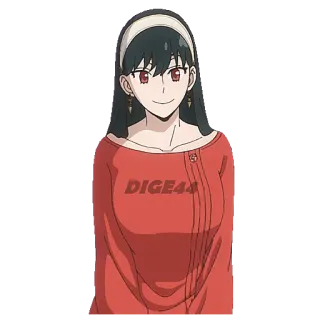 😃 b3857f3b Yor Forger Spy x Family DIGE44 Anime, Cartone animato, Yor Forger, Spy x Family, Personaggio dei cartoni animati, Maglietta rossa telegram sticker