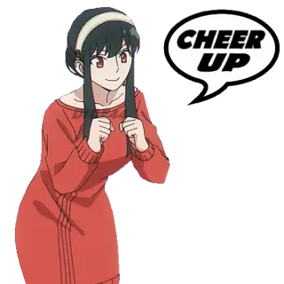 👥 f5b2fa3c Yor Forger Spy x Family CHEER UP yor forger, spy x family, anime, tirati su, incoraggiamento, amichevole telegram sticker