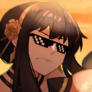 😎 4ed653c9 Yor Forger Spy x Family Аниме, Мультфильм, Персонаж, Йор Форджер, Семья шпиона, Солнцезащитные очки, Deal with it telegram sticker