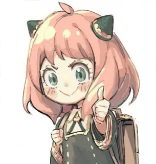 👍 517738b9 Anya Forger Spy x Family аниме, мультфильм, персонаж, девушка, Аня, большой палец вверх telegram sticker