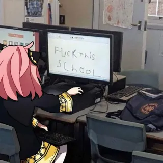 🖕 96675df0 Fuck this School школа, оскорбительный, нецензурная брань, мультфильм, аниме telegram sticker