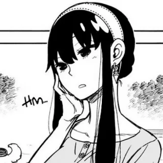 🟪 f769b977 Yor Forger Spy x Family Hm... 约尔·福杰, 间谍过家家, 动漫, 漫画, 思考, 嗯 telegram sticker