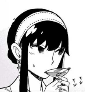 😕 84c636c8 Yor Forger Spy x Family ちび аниме, spy x family, йор форджер, мультфильм, напиток, манга telegram sticker