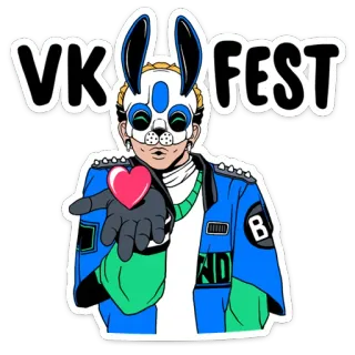 ⏺ 03065ba5 VK FEST VK Fest, музыкальный фестиваль, зайчик, человек, сердце telegram sticker
