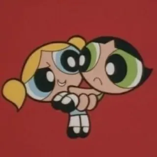 👾 18885fd2 Blossom and Bubbles The Powerpuff Girls Kartun, Pelukan, Memeluk, Persahabatan, Saudara perempuan telegram sticker
