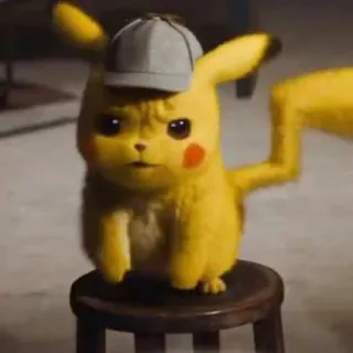 😠 90999493 Pikachu Detective Pikachu Pikachu, Detektif, Pokemon, Kartun, Lucu, Karakter, Binatang, Topi telegram sticker
