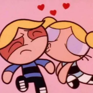 😘 9afaac36 Powerpuff Girls Kartun, Romantis, Cinta, Ciuman, Animasi telegram sticker