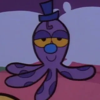 😏 e5b62d23 kartun, gurita, ungu, topi, lucu, karakter telegram sticker