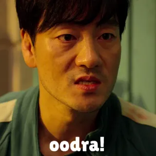😑 2dbcc4a1 oodra! squid game, coreano, dramma, meme, arrabbiato, espressione telegram sticker