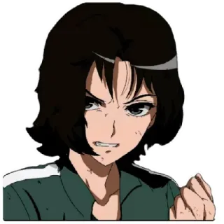 😈 8c643eec Anime, Marah, Wanita, Karakter, Rambut Pendek, Bertekad whatsapp sticker